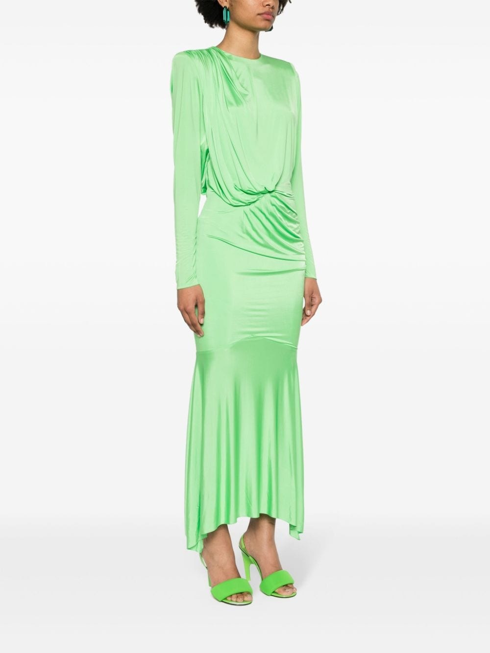 pleated satin maxi dress - 3