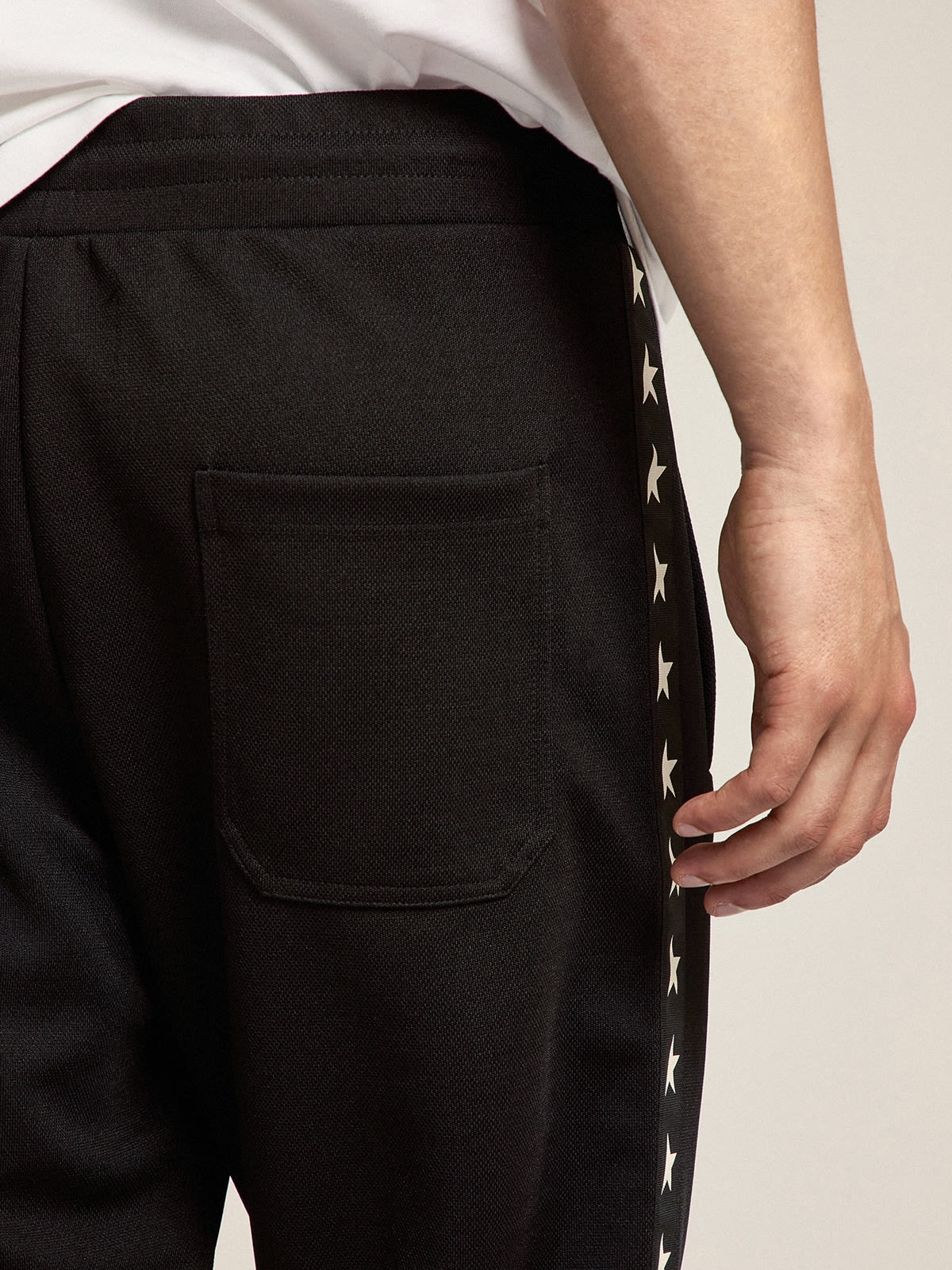 Men's black joggers with white stars on the sides - 4
