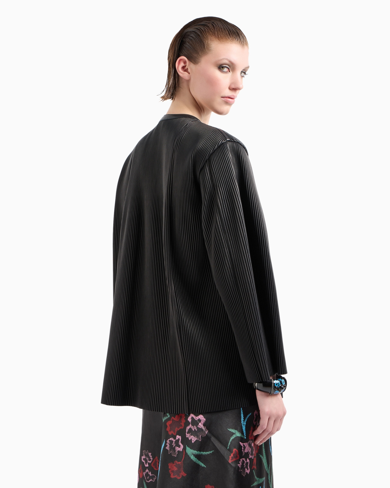PLEATED NAPPA-LEATHER BLOUSON - 3