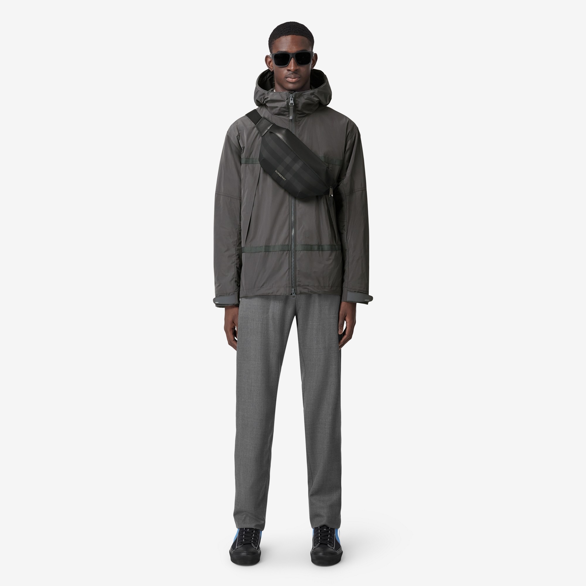 Charcoal Check and Leather Sonny Bum Bag - 5