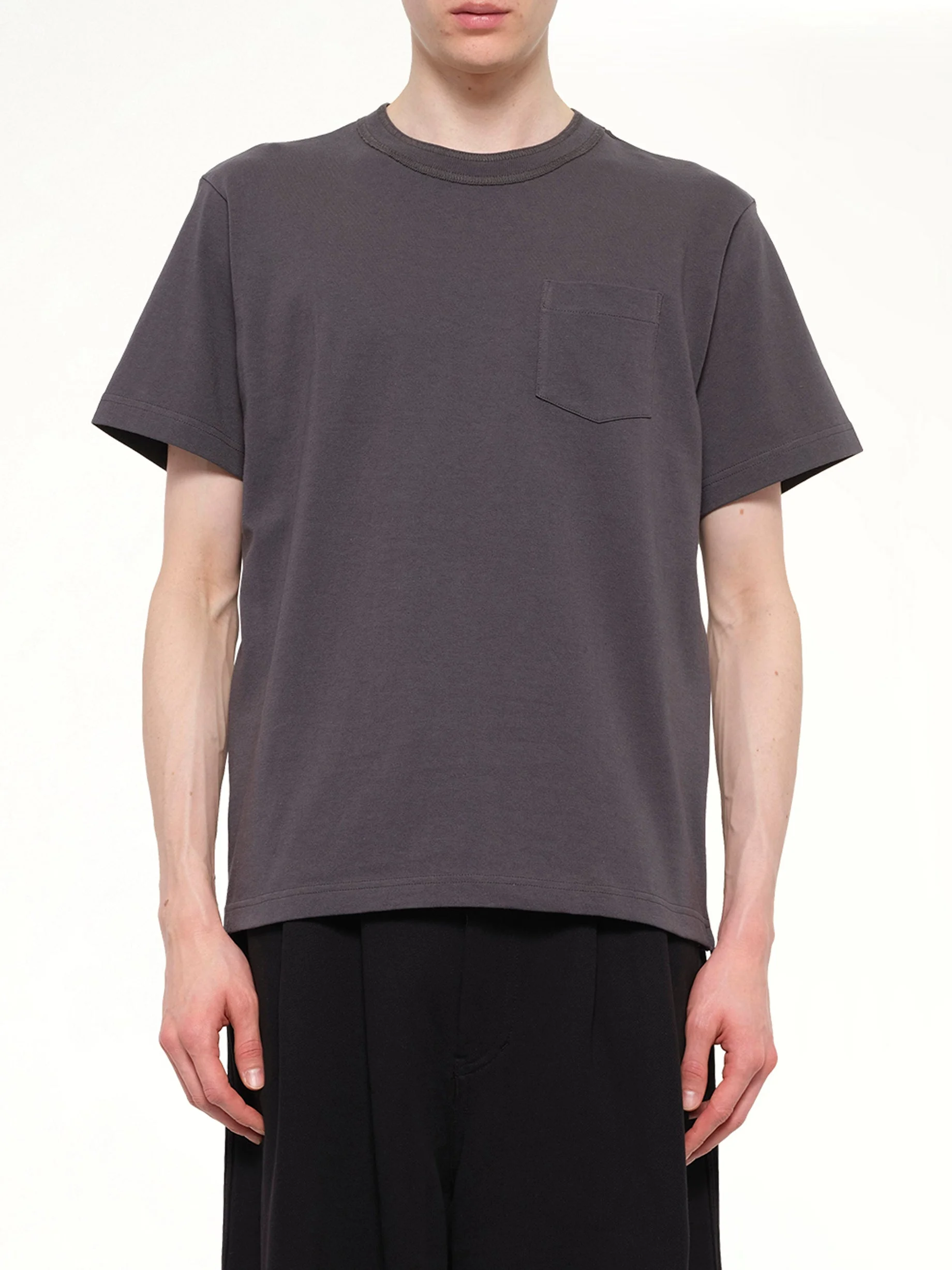 Side Zip Cotton T-Shirt in Charcoal Gray - 1