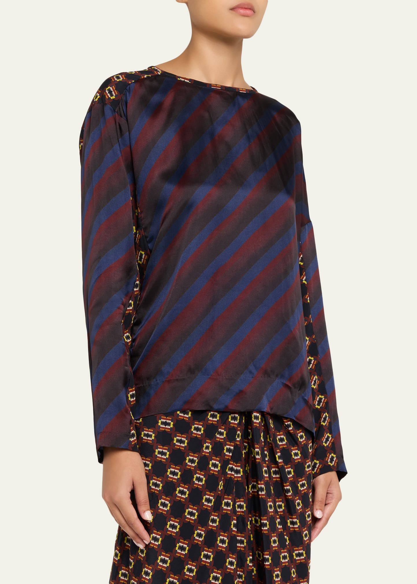Caias Multi-Print Silk Long-Sleeve Shirt - 4