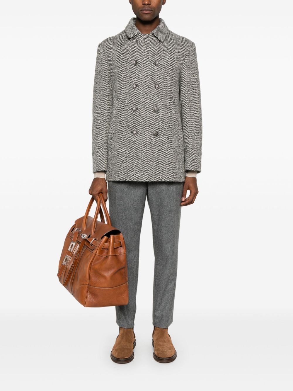 chevron virgin wool peacoat - 2