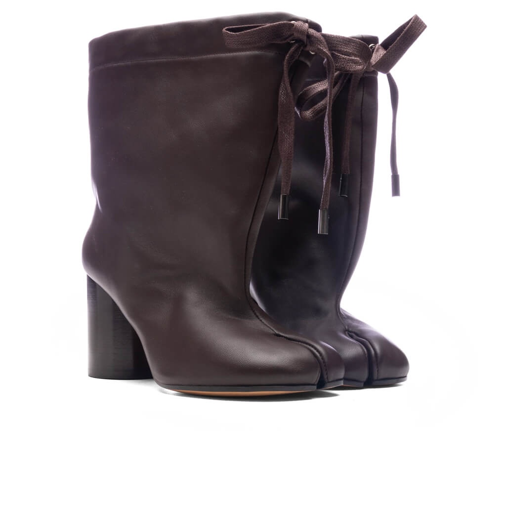 BROWN TABI DRAWSTRING ANKLE BOOTS - CHIC BROWN - CHIC BROWN - 2