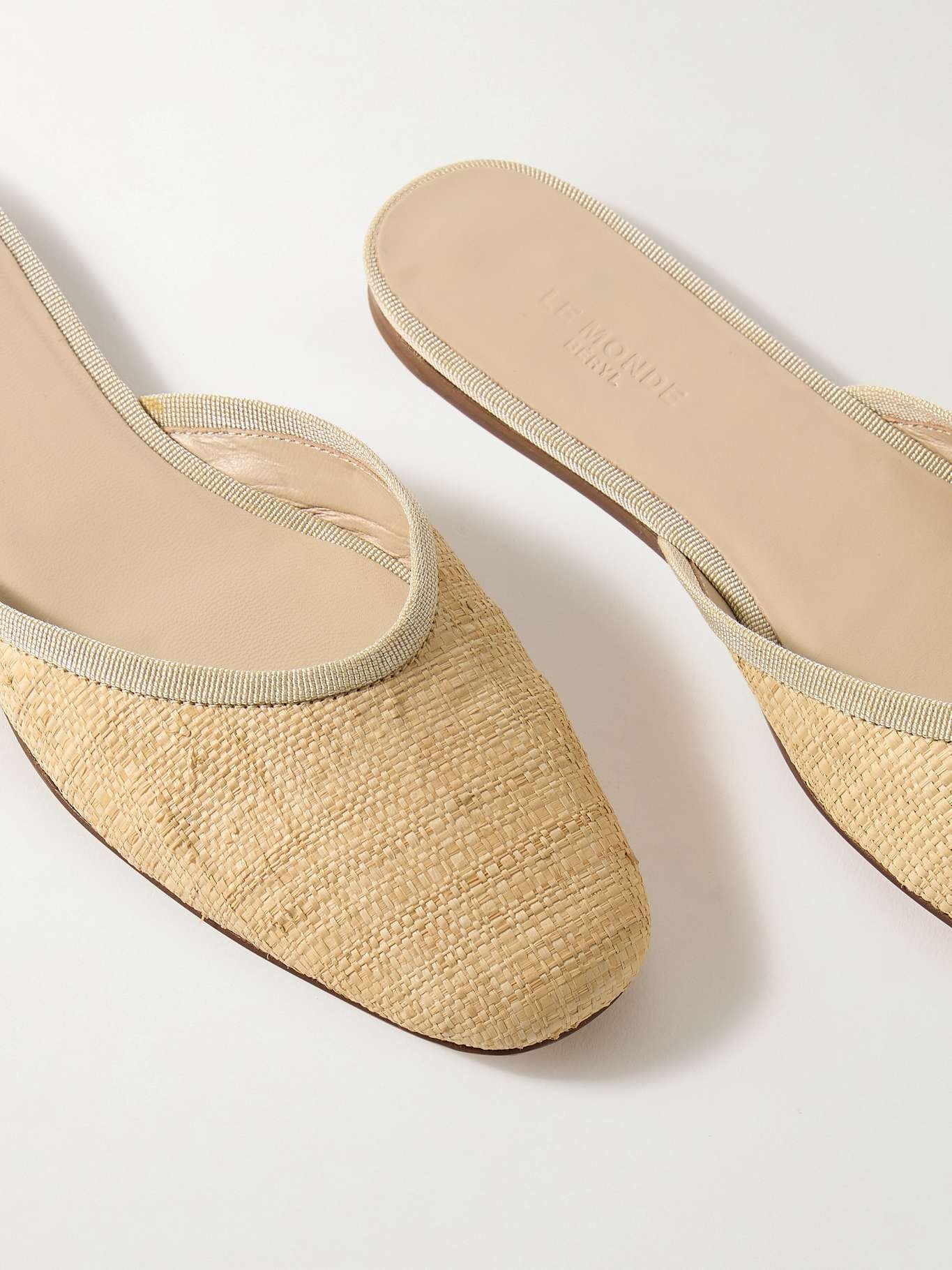 Regency grosgrain-trimmed raffia mules - 4