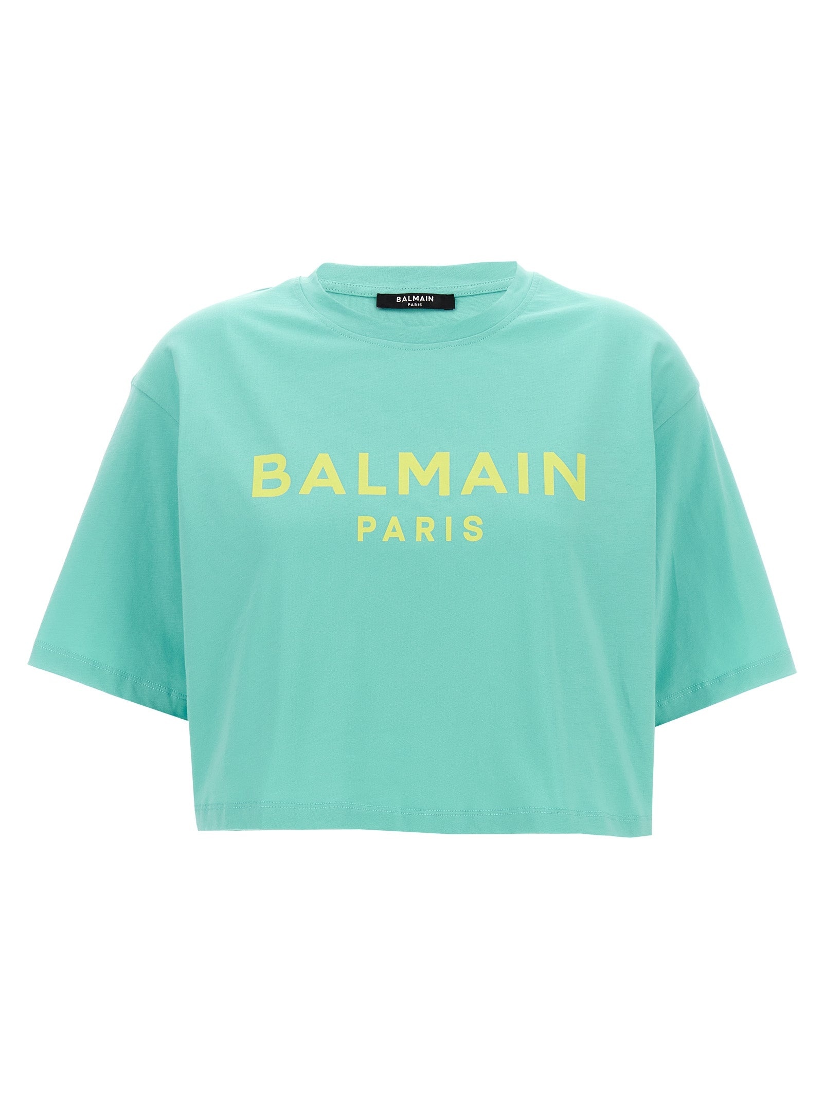 Balmain Logo Print Cropped T Shirt - 1
