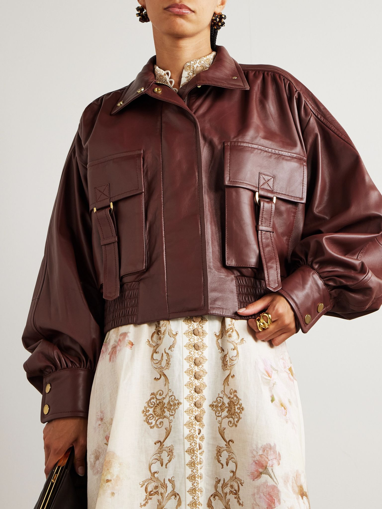 Hypnotic leather biker jacket Brown - 3