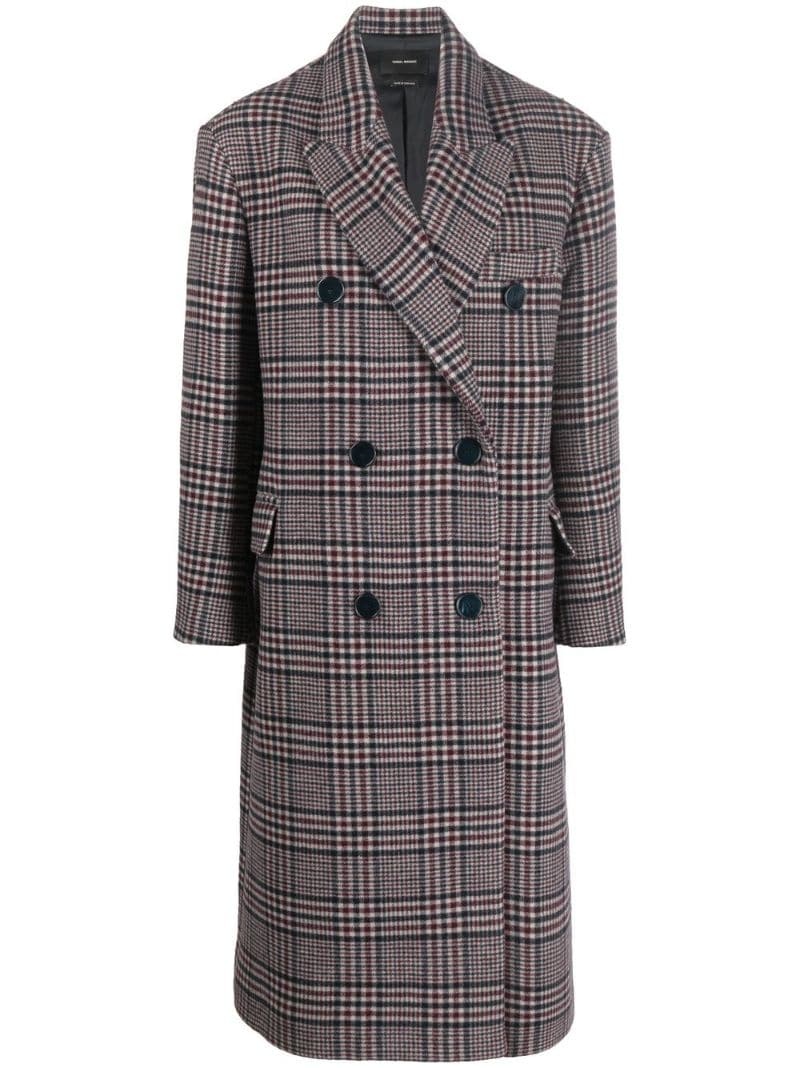 checked wool coat - 1