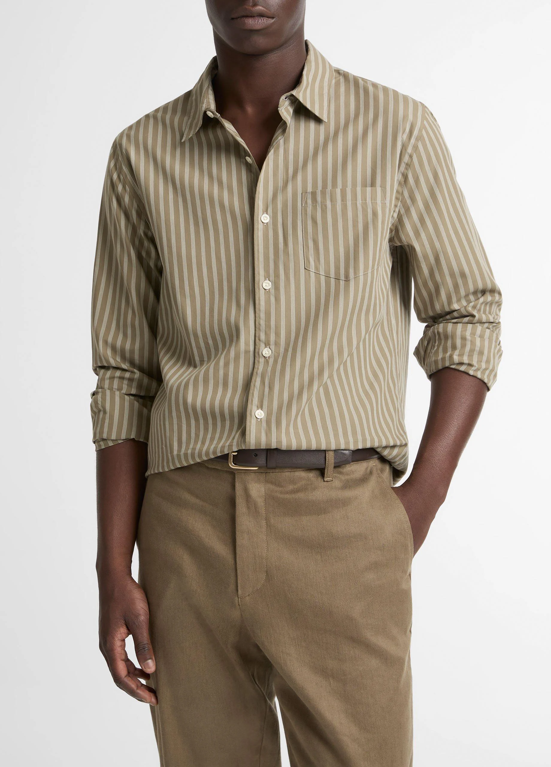 Tryon Stripe Cotton-Blend Button-Front Shirt - 1