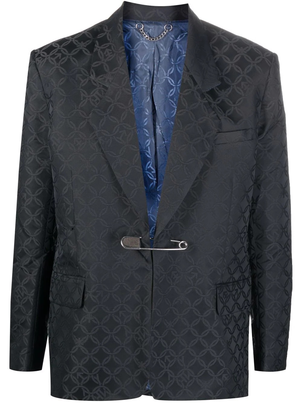 pin-detail jacquard blazer - 1