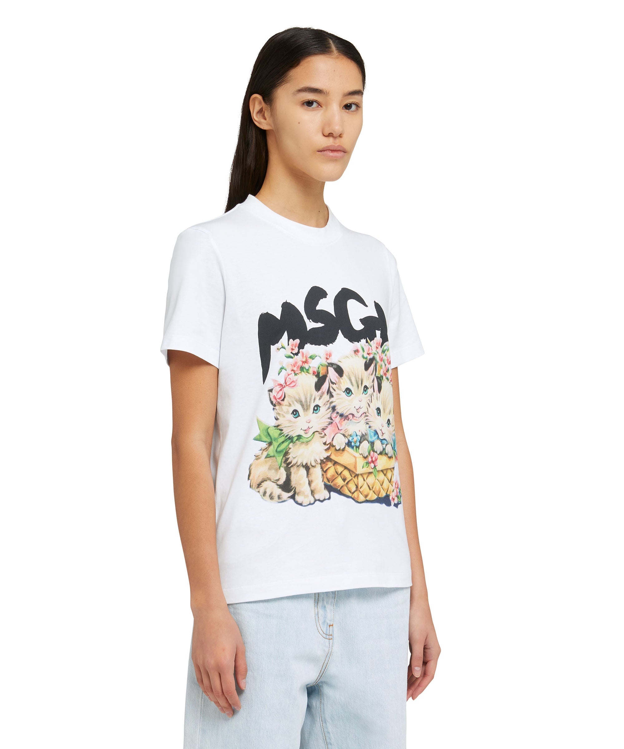 T-Shirt with "basket of cats" graphic - 4