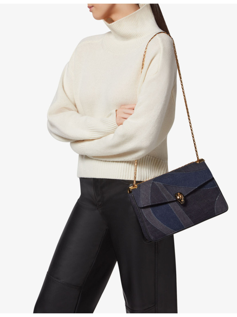 BVLGARI Serpenti Forever large denim shoulder bag outlook