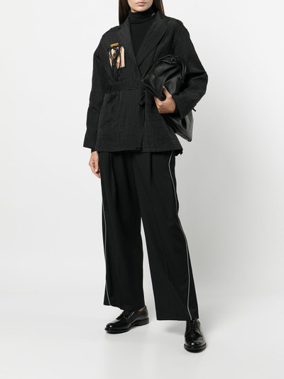 Song for the Mute slub-textured belted blazer outlook