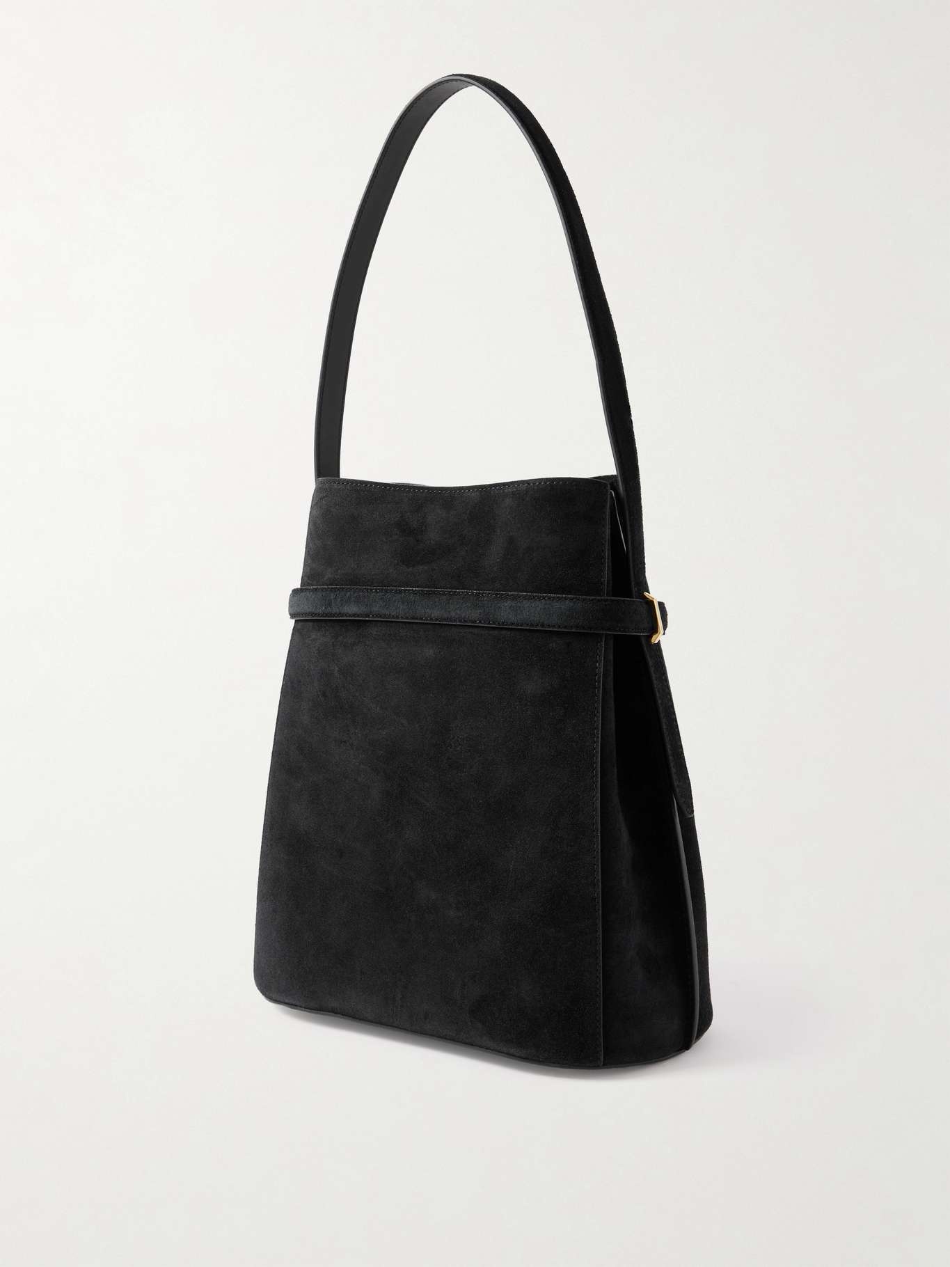 Belted suede tote Black - 3