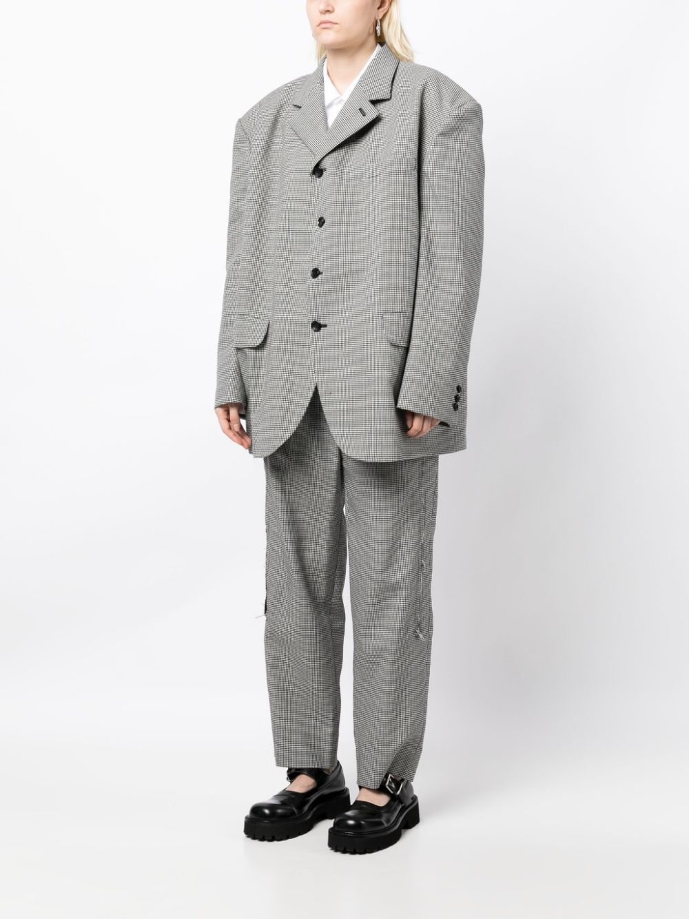oversized check-print wool blazer - 3