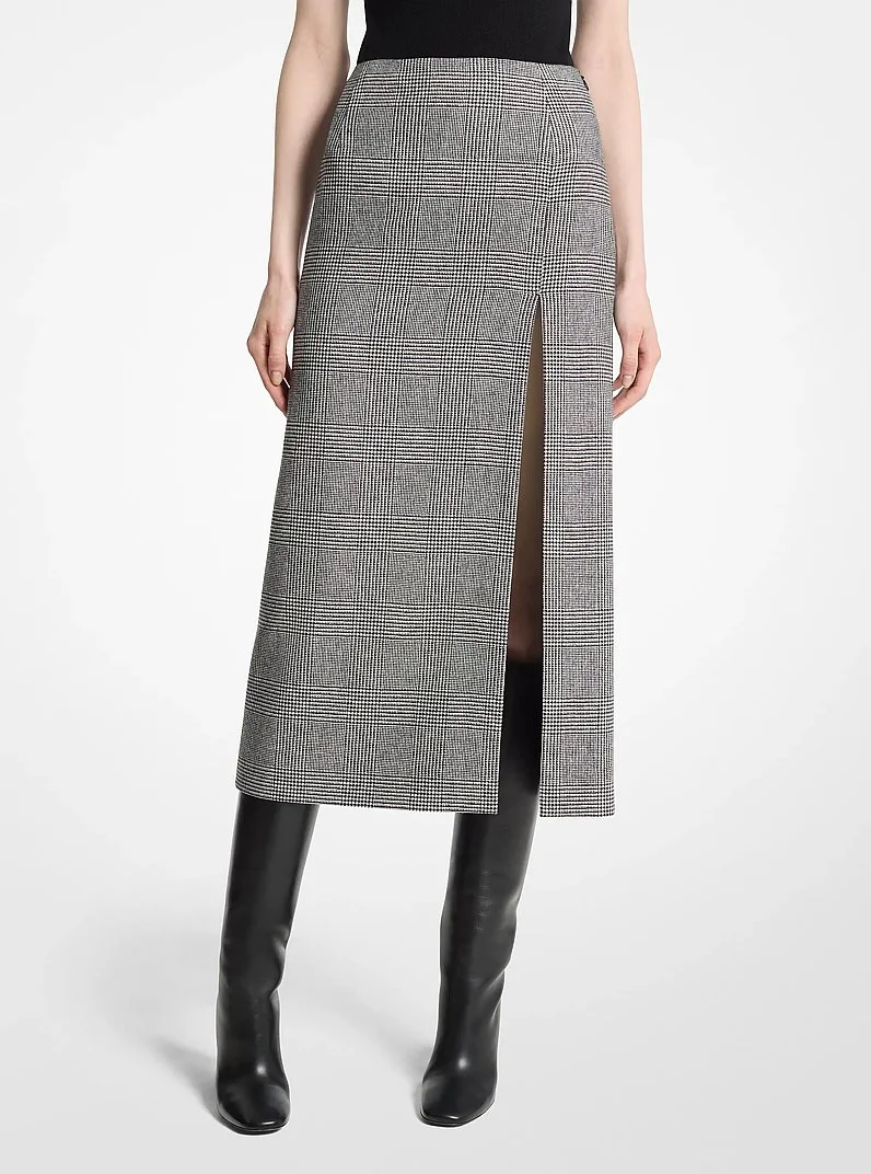 Glen Plaid Wool Blend Flannel Car Wash Skirt - 1