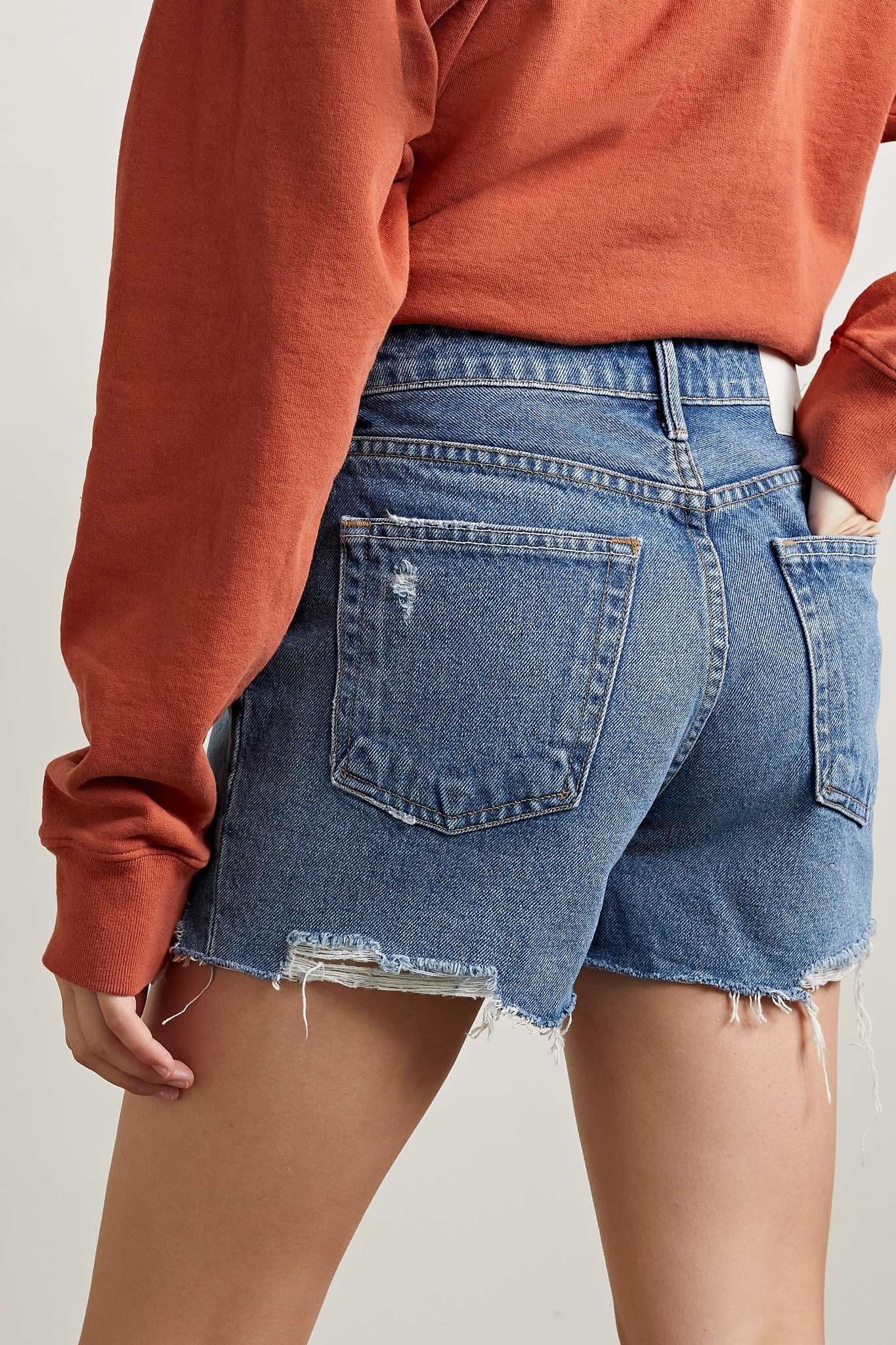 GRLFRND Helena distressed denim shorts REVERSIBLE