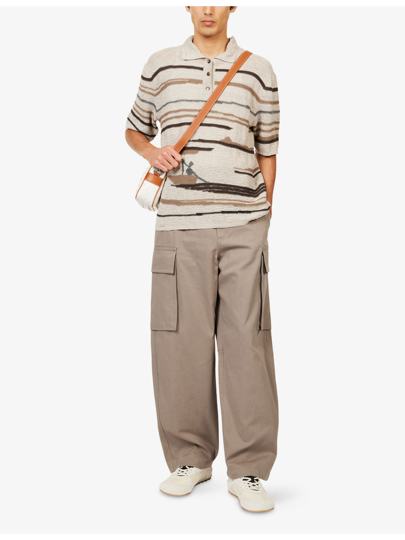 Bottega Veneta Barrel-Leg Flap-Pocket Cotton-Twill Trousers outlook