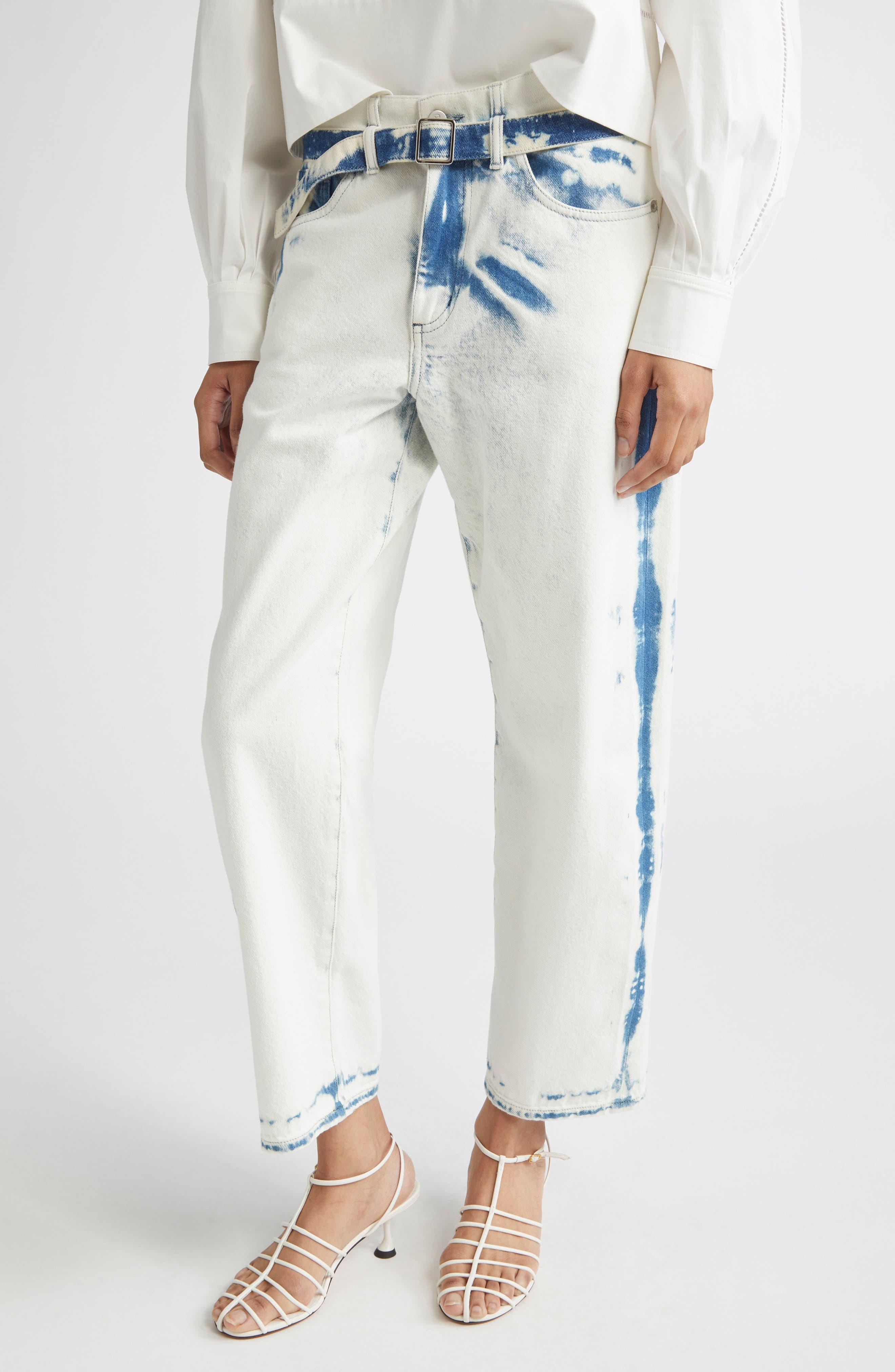Proenza Schouler Ellsworth Belted Crop Jeans in Bleach Out at Nordstrom - 1