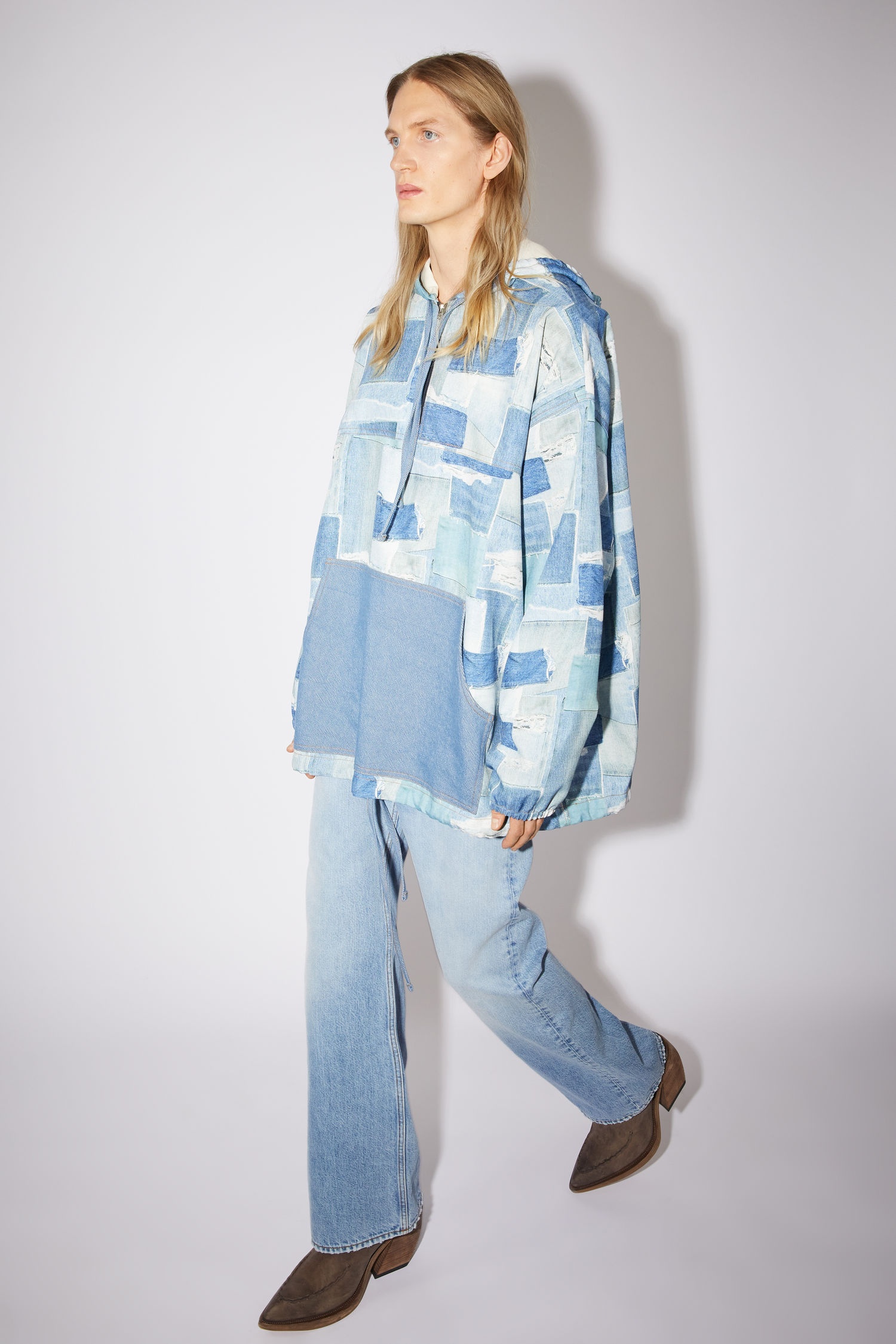 Denim print parka - Light blue - 4