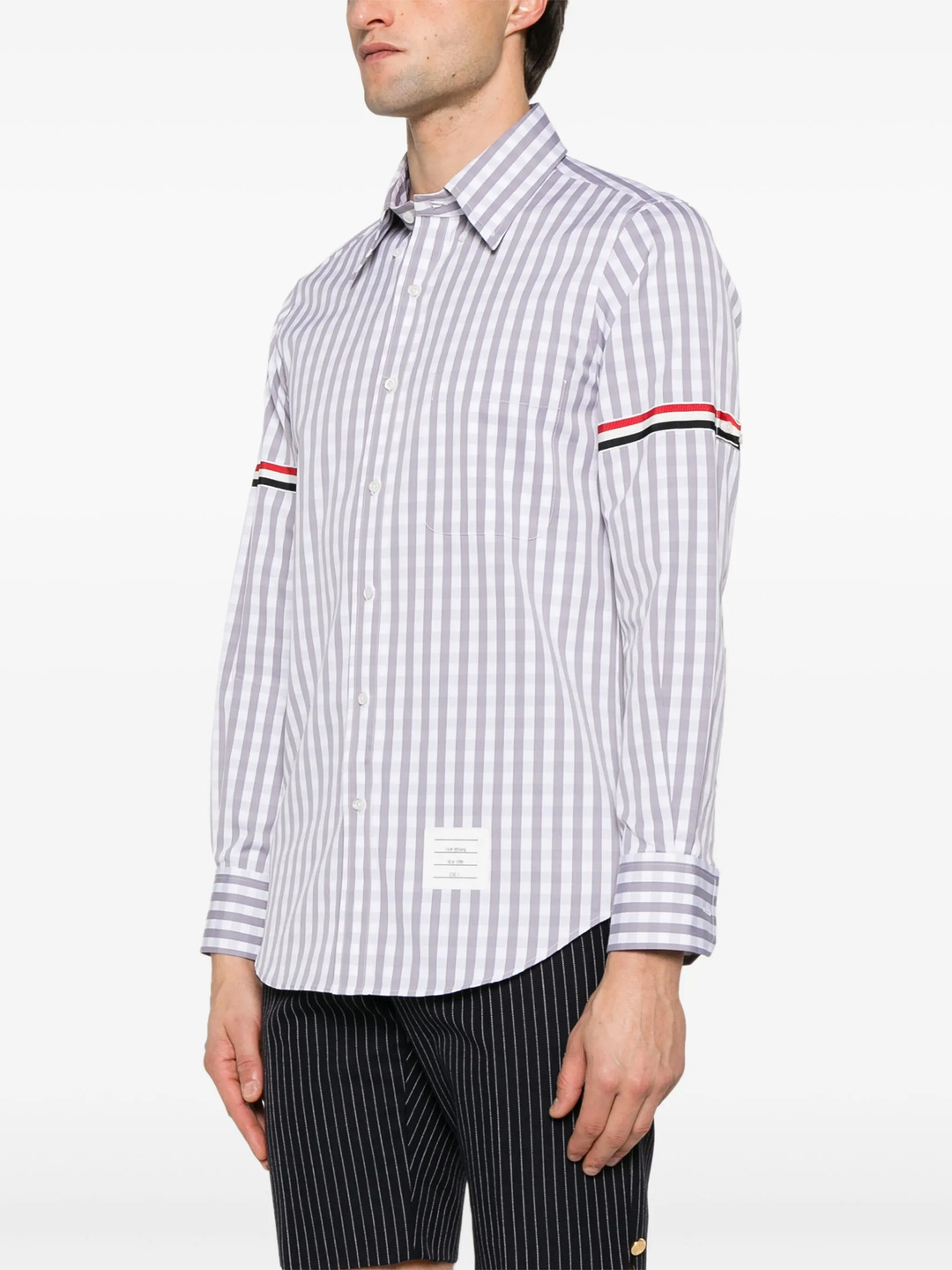 Gingham Check Poplin Armband Shirt Men - 3