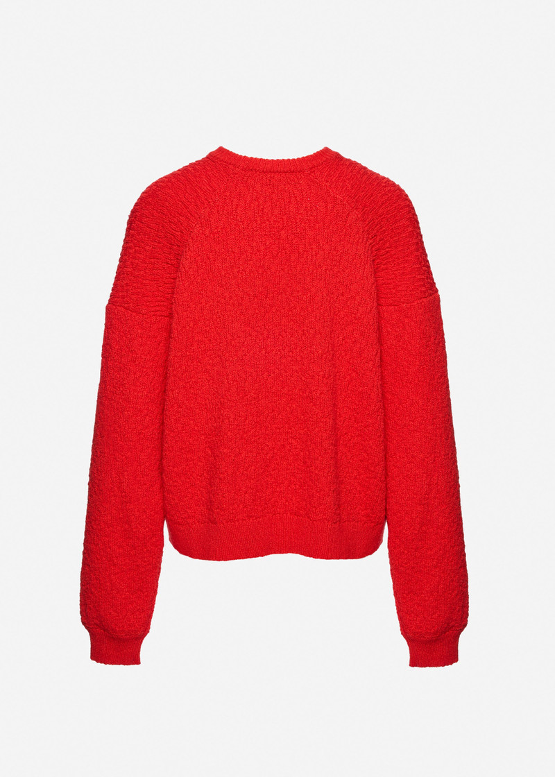 Textured cotton sweater in red 2