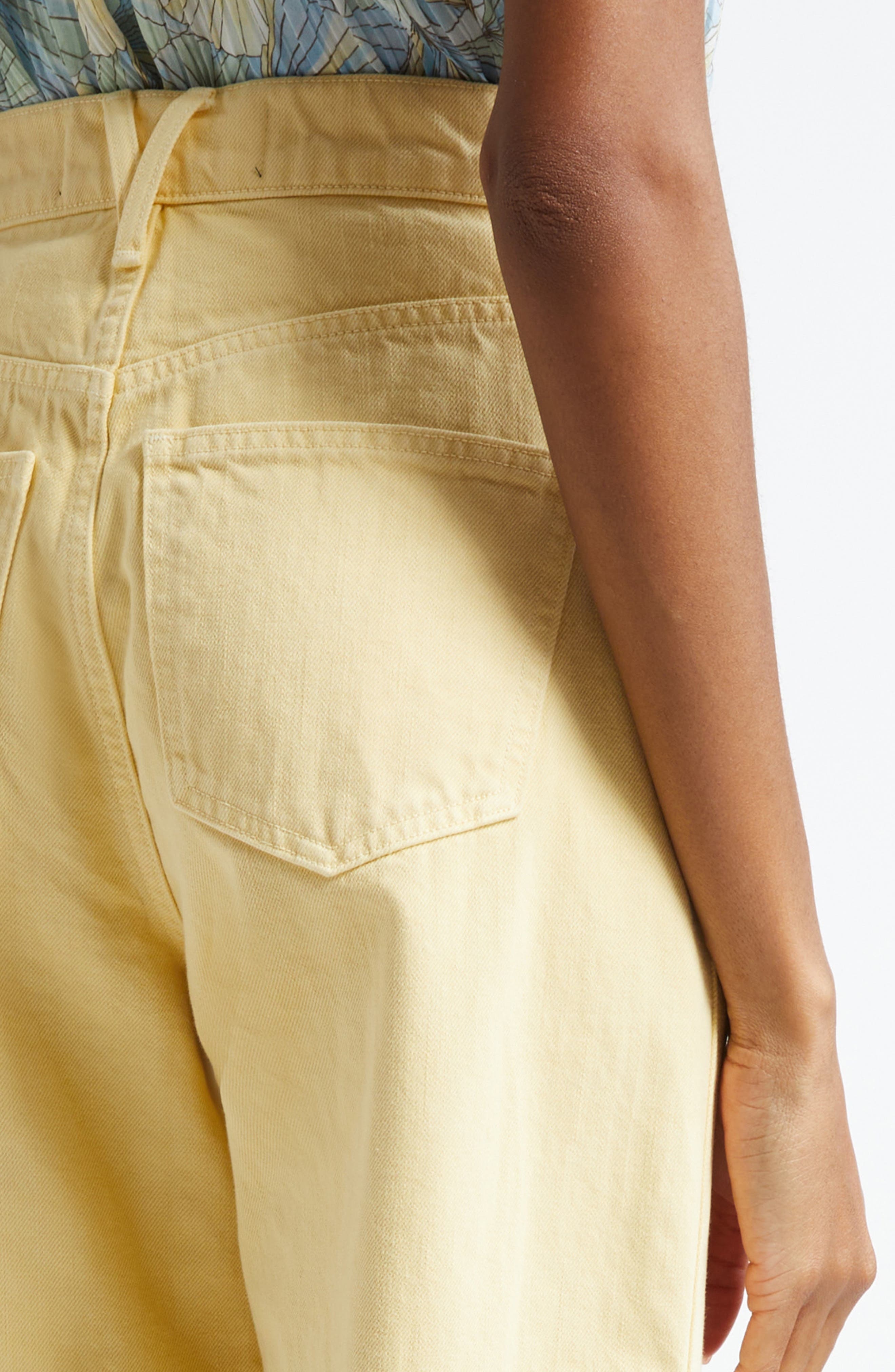 Veronica Beard Taylor High Waist Fray Hem Crop Wide Leg Jeans in Chamomile at Nordstrom - 5