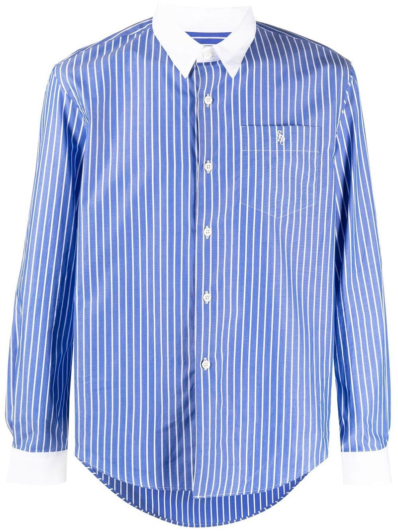 logo-embroidered stripe-print shirt 1