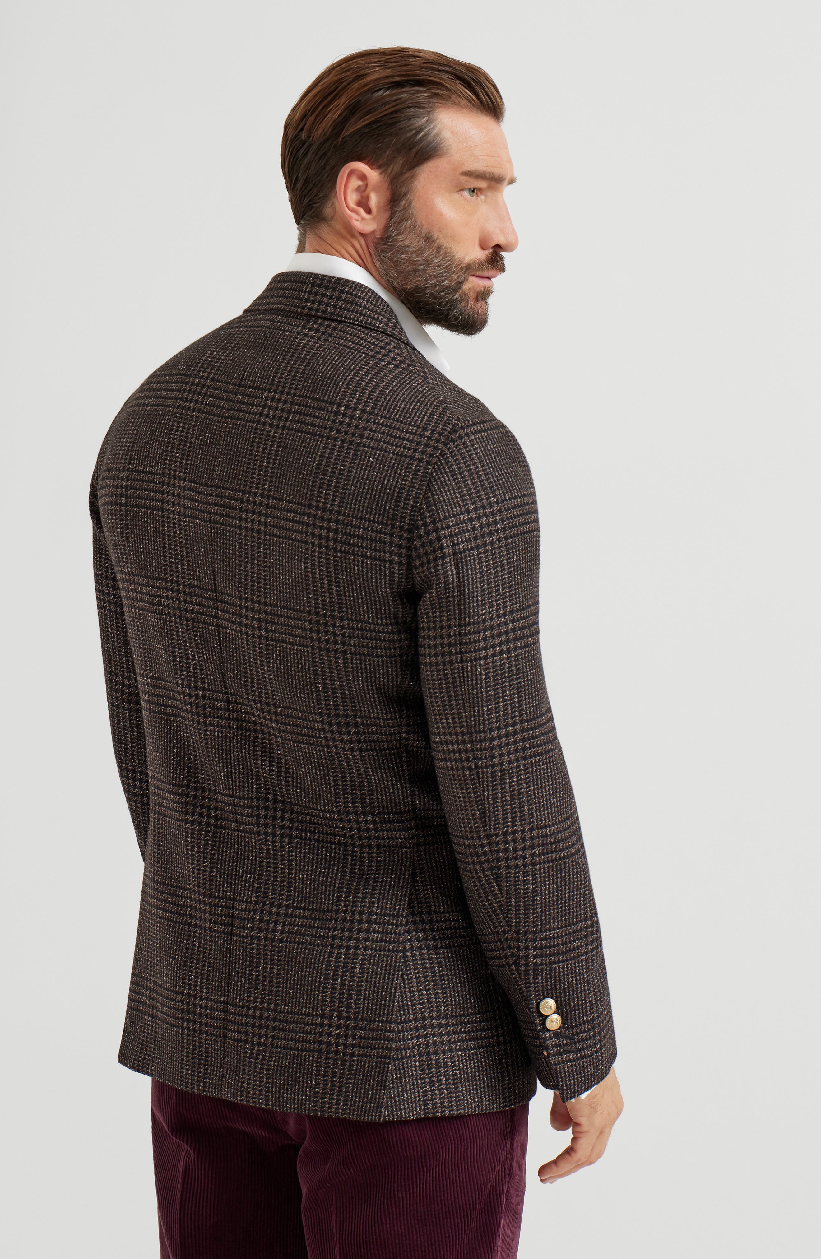 Brunello Cucinelli Prince of Wales deconstructed blazer in Brown at Nordstrom - 3