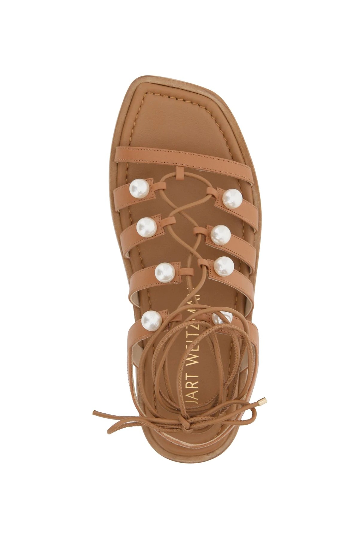 GOLDIE LACE-UP SANDALS WITH PEARLS - 3