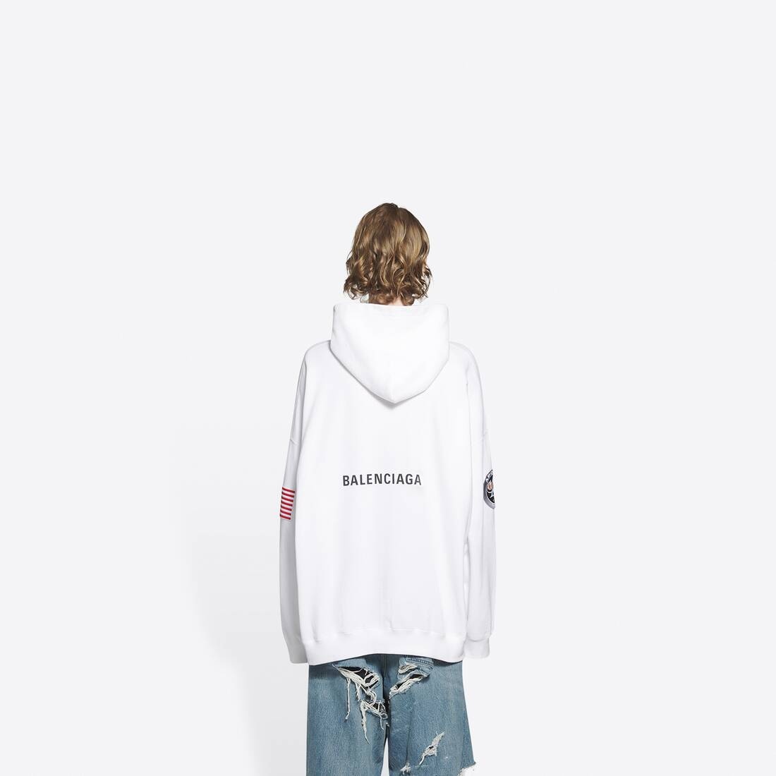 Space Boxy Hoodie in White - 5