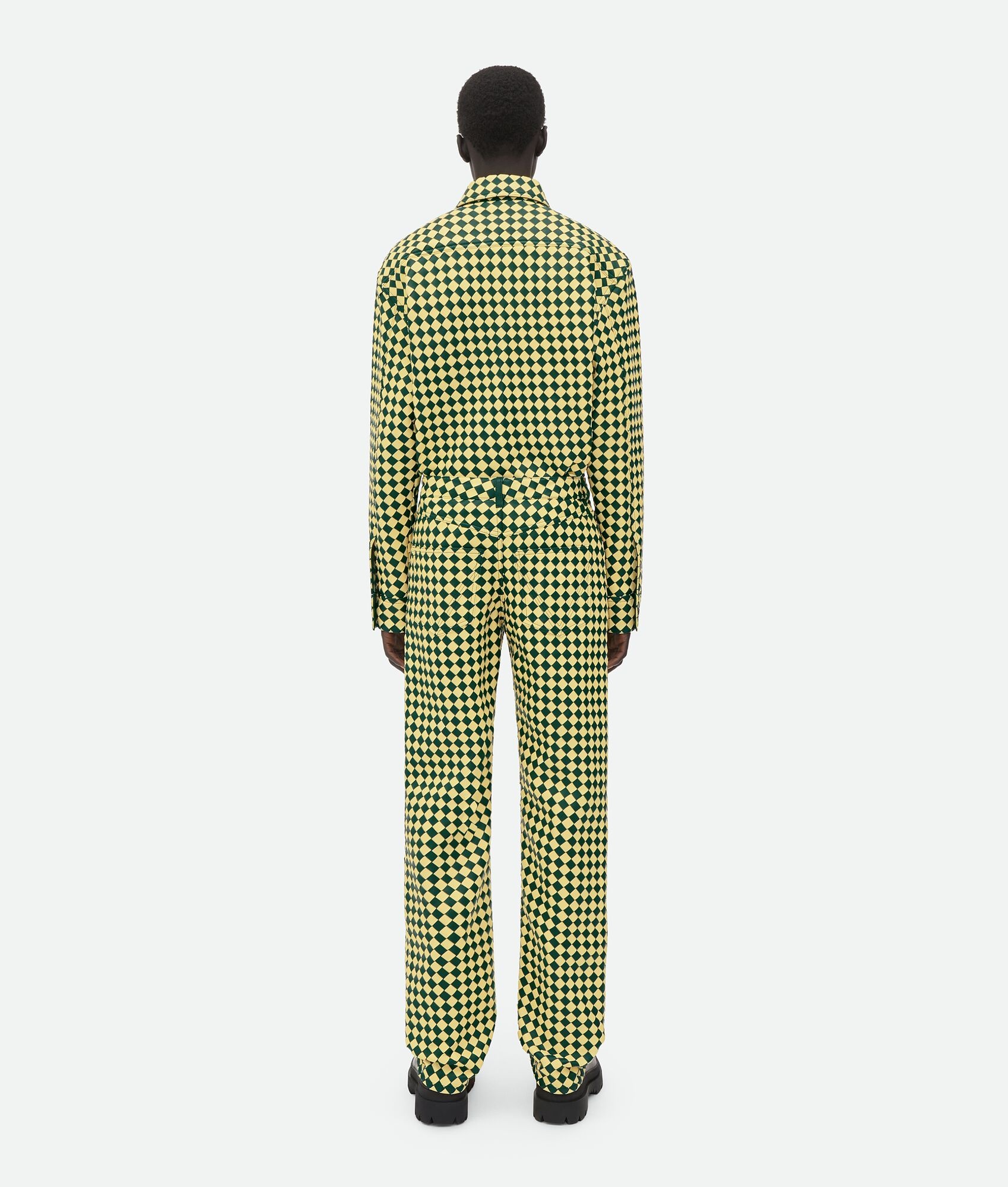 Leather Bicolor Intrecciato Trousers - 3
