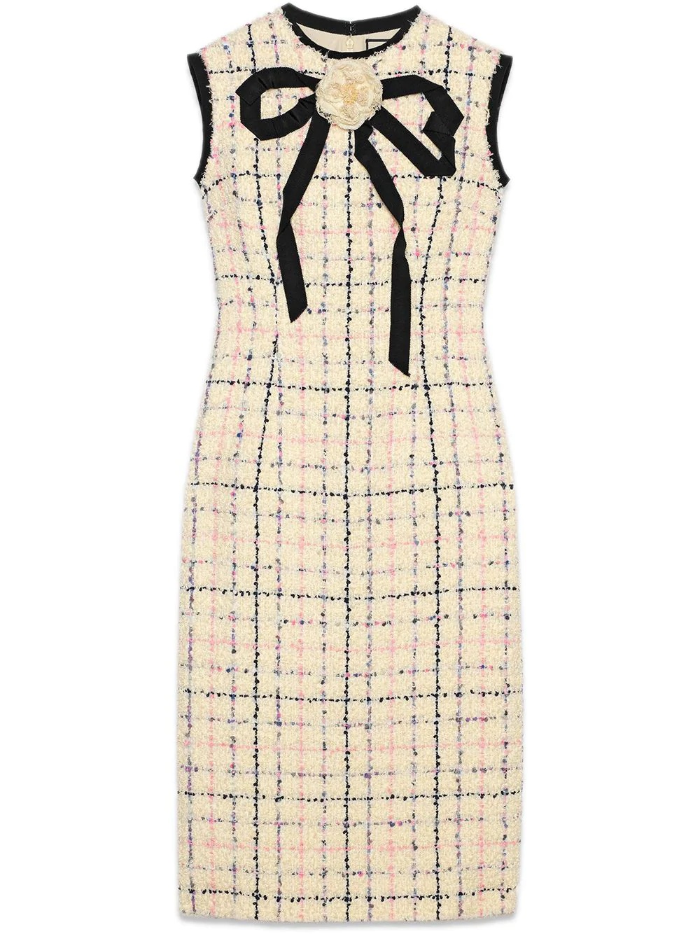 Tweed sheath dress with bow - 1