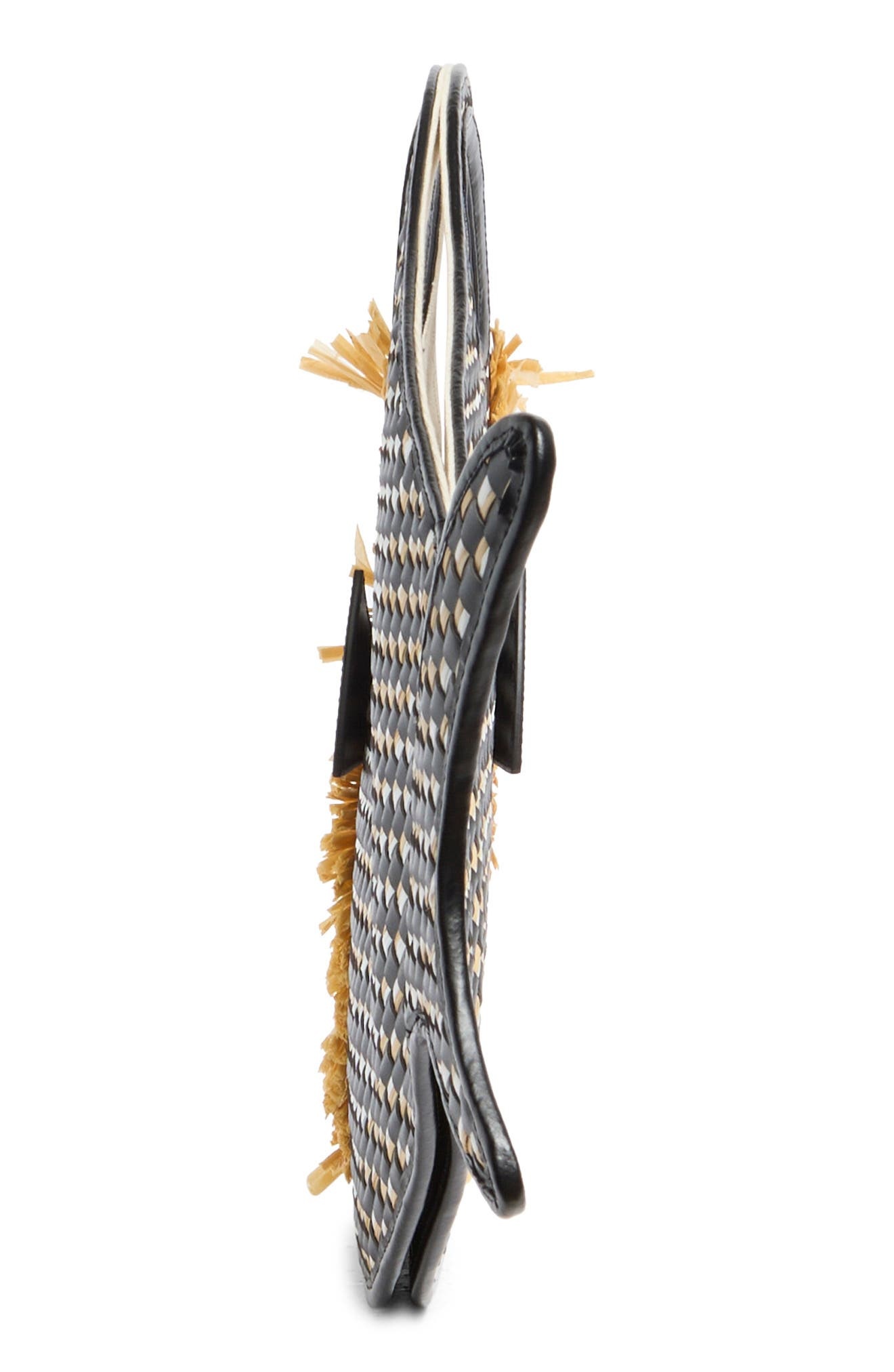STAUD Cleo Fish Woven Raffia Basket Bag in Black/Natural at Nordstrom - 5