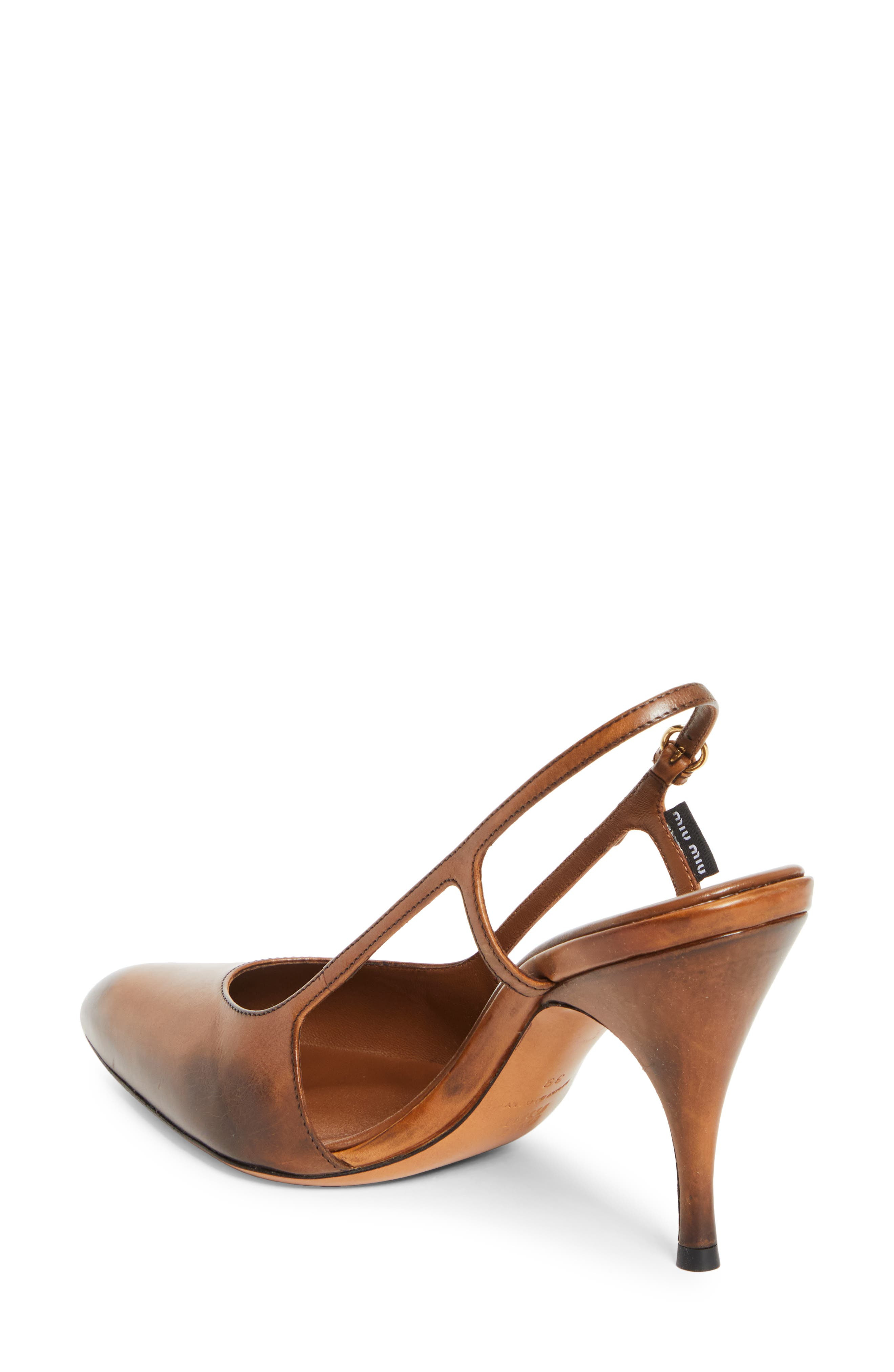Miu Miu Waxed Calfskin Slingback Pump in Cognac at Nordstrom - 2