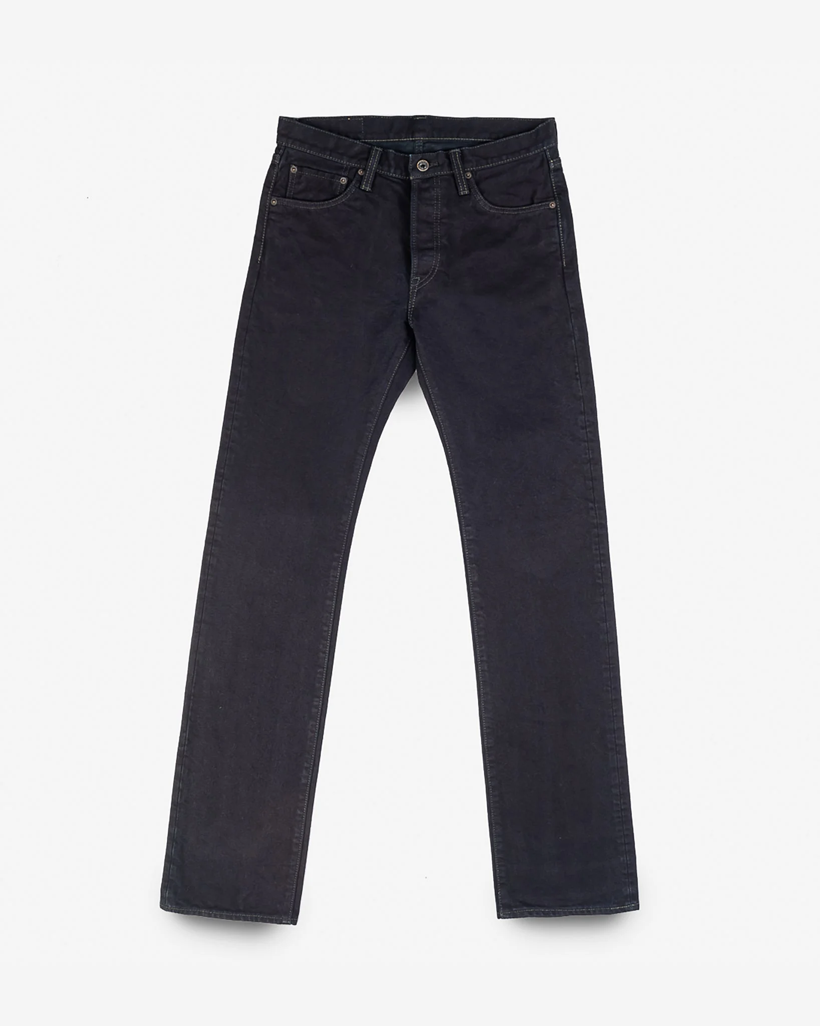 IH-666S-142OD 14OZ SELVEDGE DENIM SLIM STRAIGHT CUT JEANS - INDIGO OVERDYED BLACK - 1