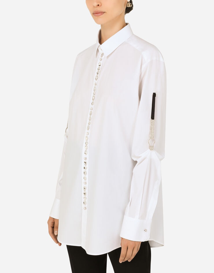 Poplin shirt with bejeweled buttons - 5