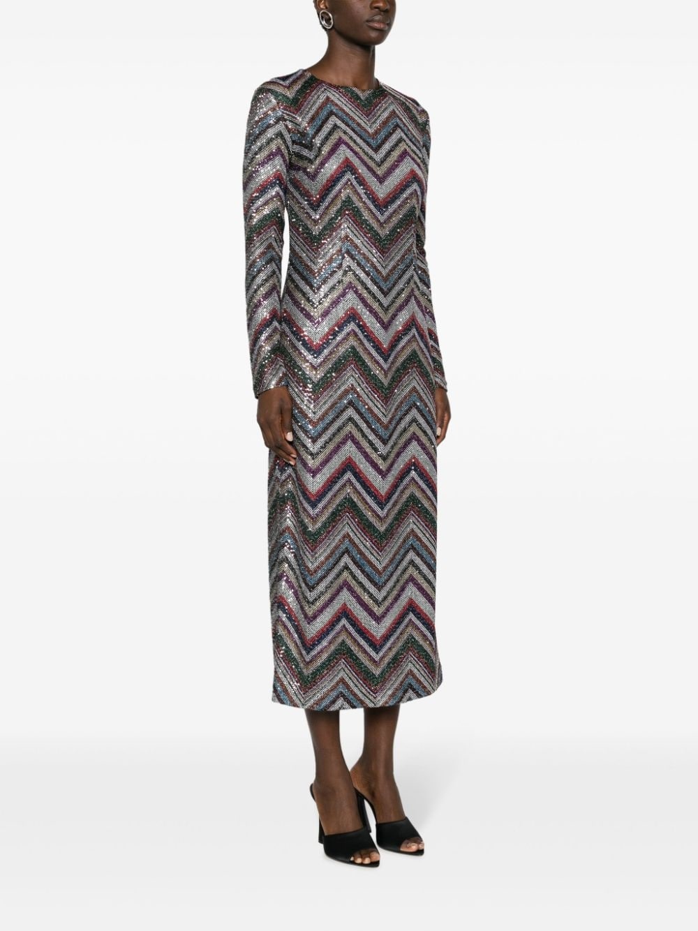 zigzag sequin-embellished midi dress - 3
