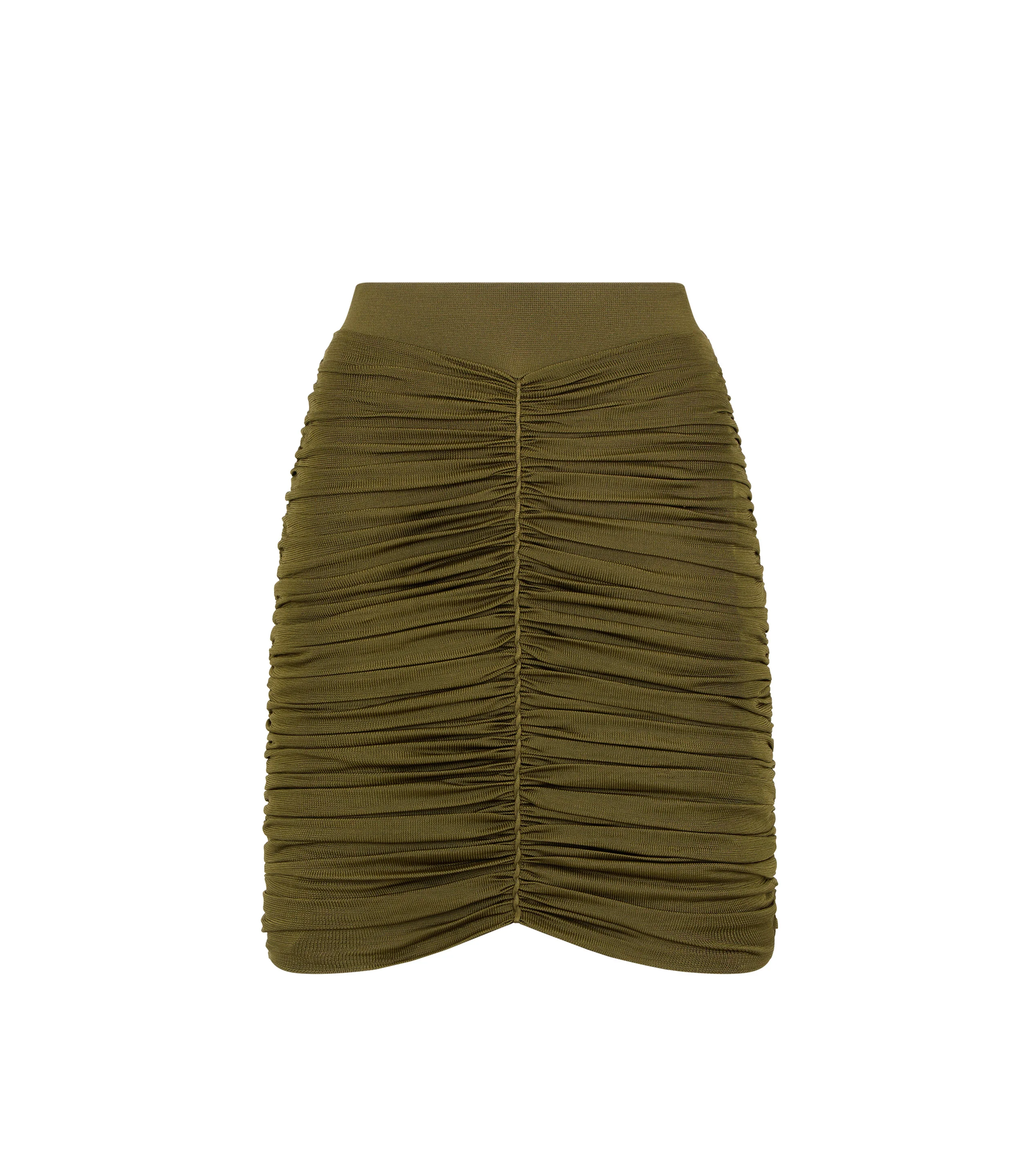 ABOVE THE KNEE GATHERED SILK SKIRT - 1