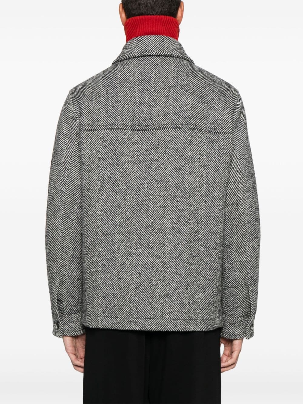herringbone-pattern jacket - 4