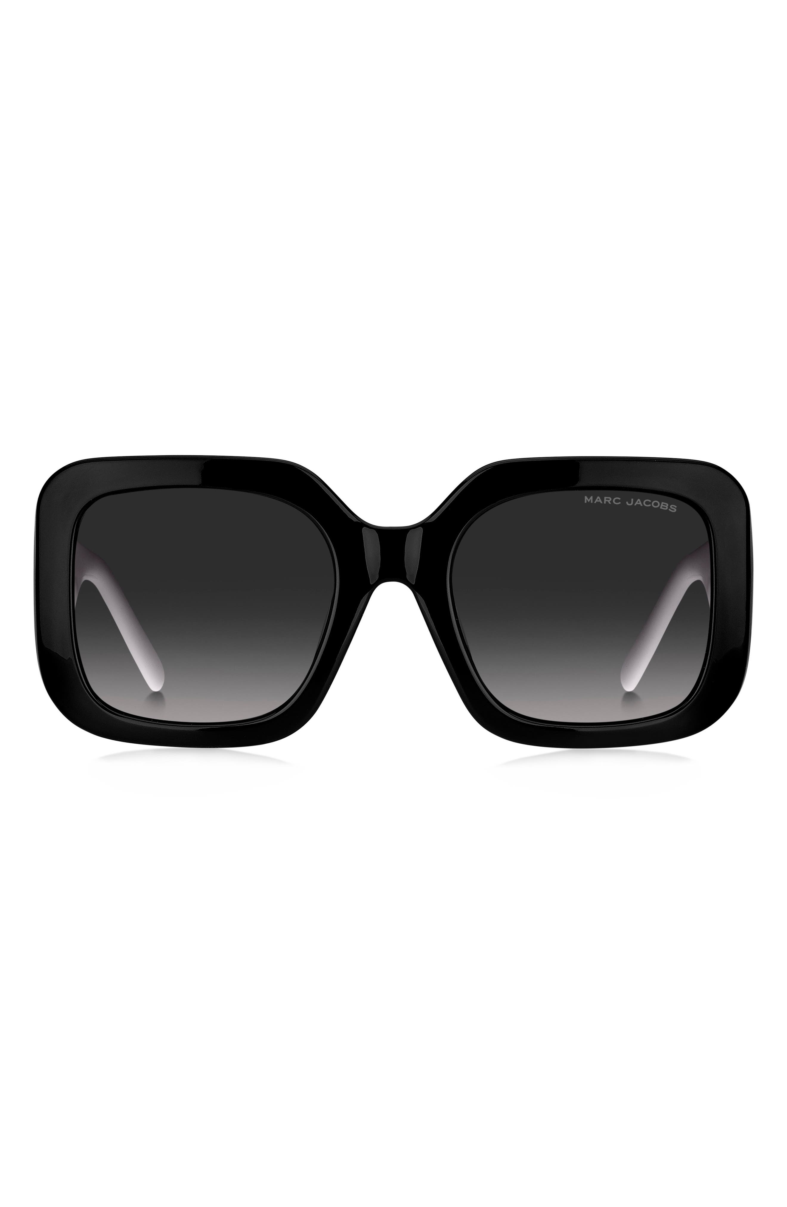 Marc Jacobs 53mm Gradient Polarized Square Sunglasses in Black White/Grey Shaded at Nordstrom - 1