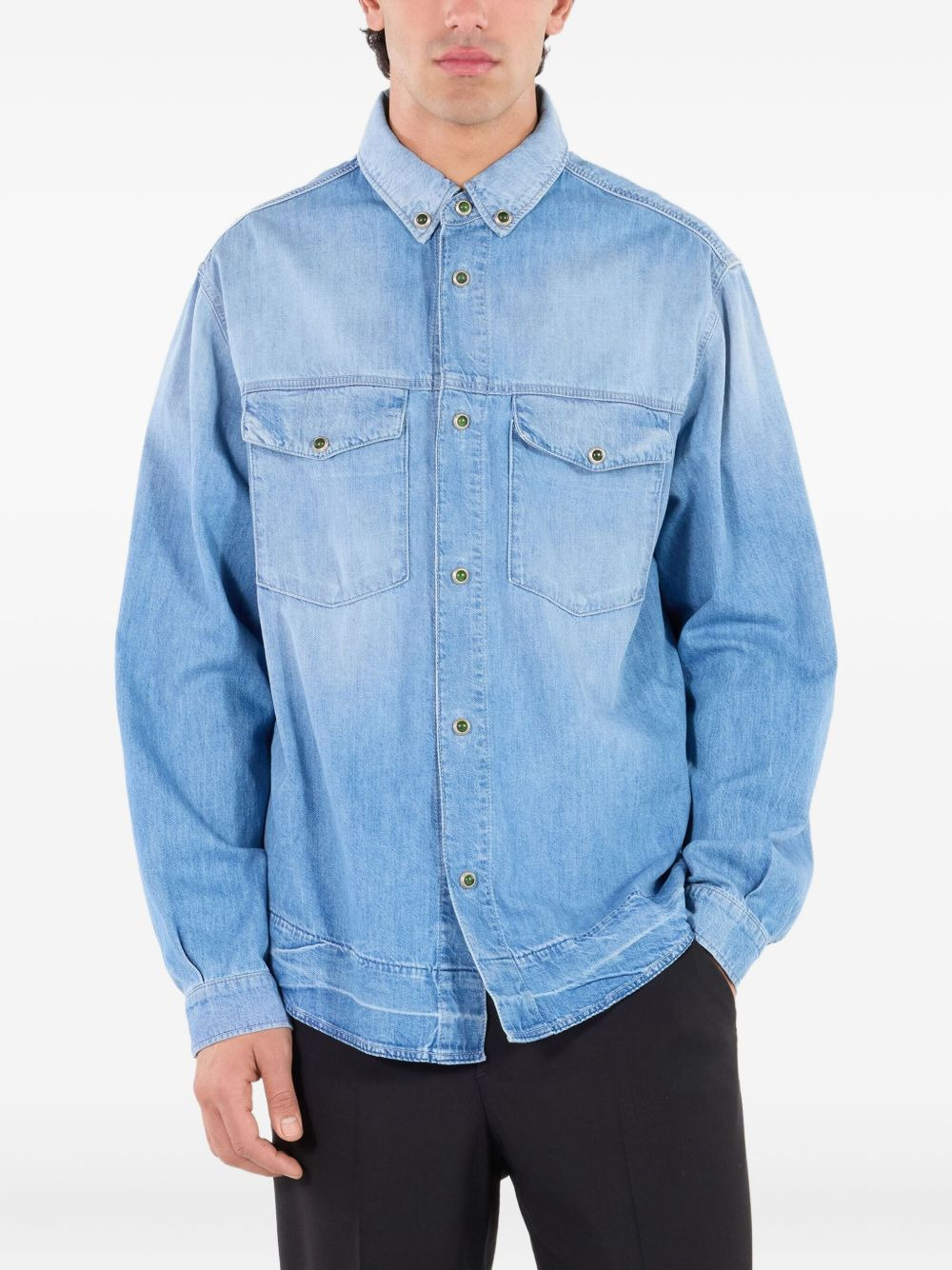 stud-button denim shirt - 4