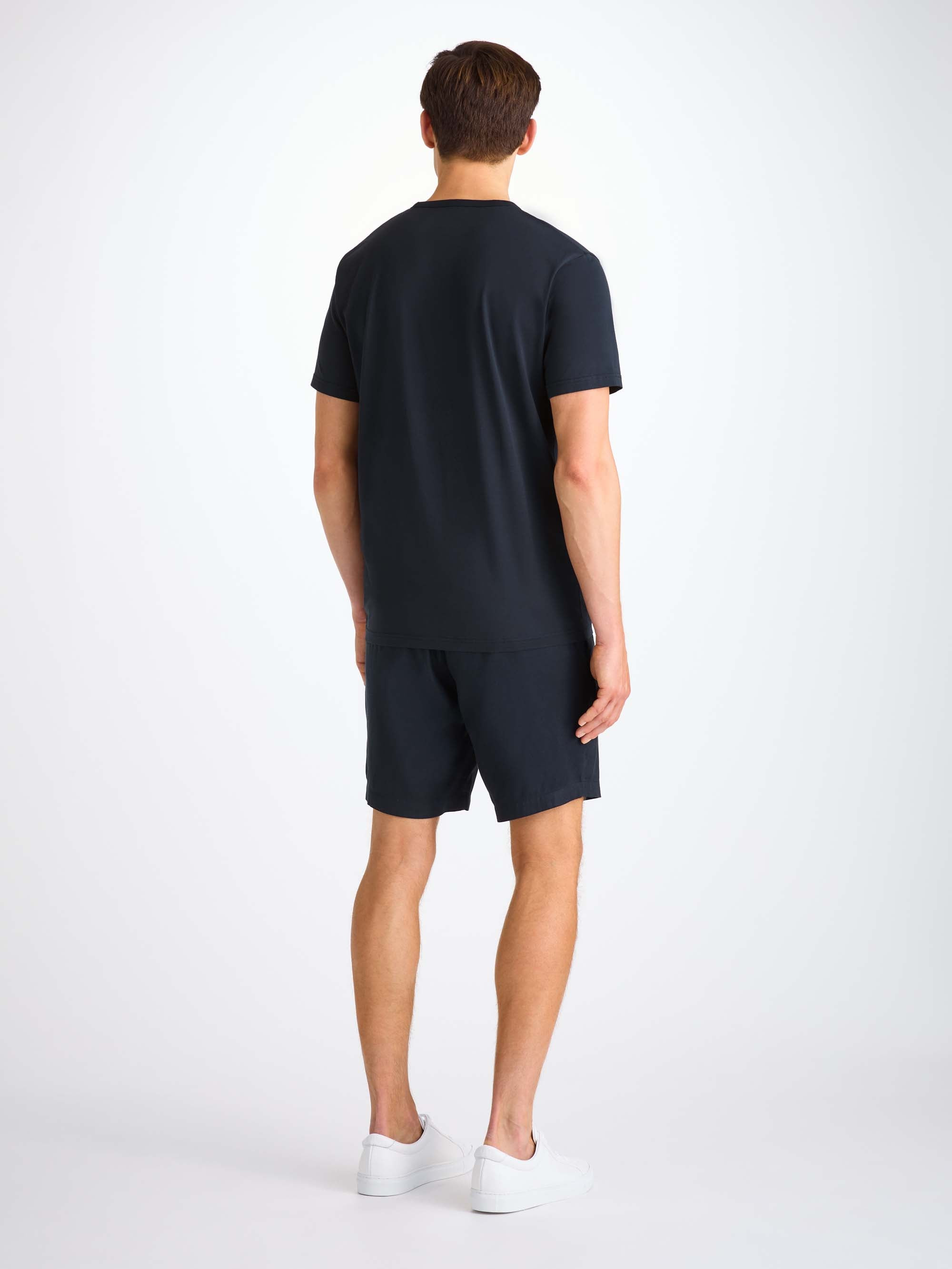 Men's V-Neck T-Shirt Barny Pima Cotton Navy - 4