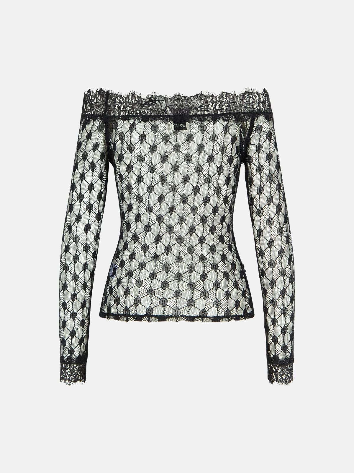 BLACK POLYAMIDE BLEND SWEATER - 3