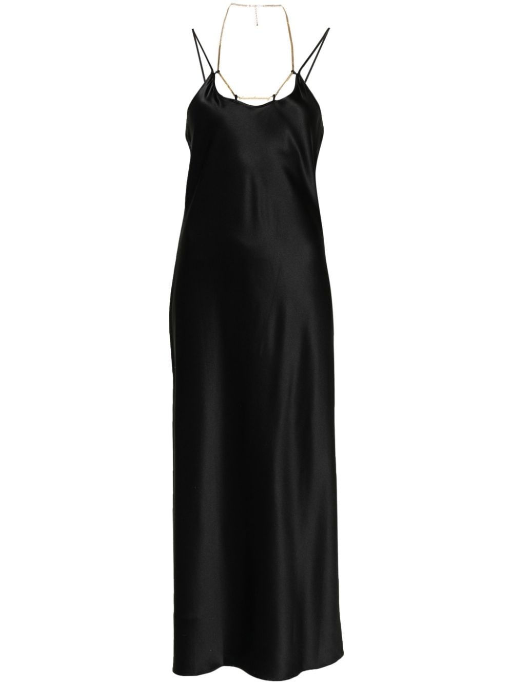 chain-strap silk midi dress - 1