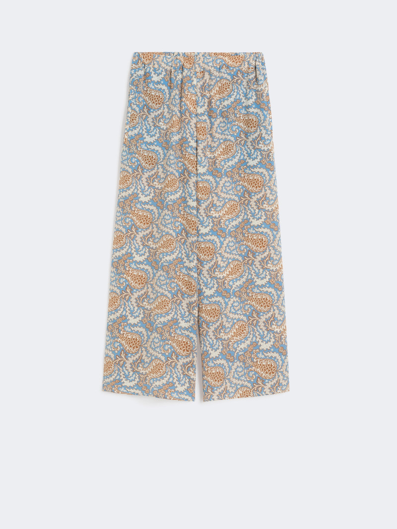 NIRVANA Printed crêpe de Chine trousers - LIGHT BLUE 1