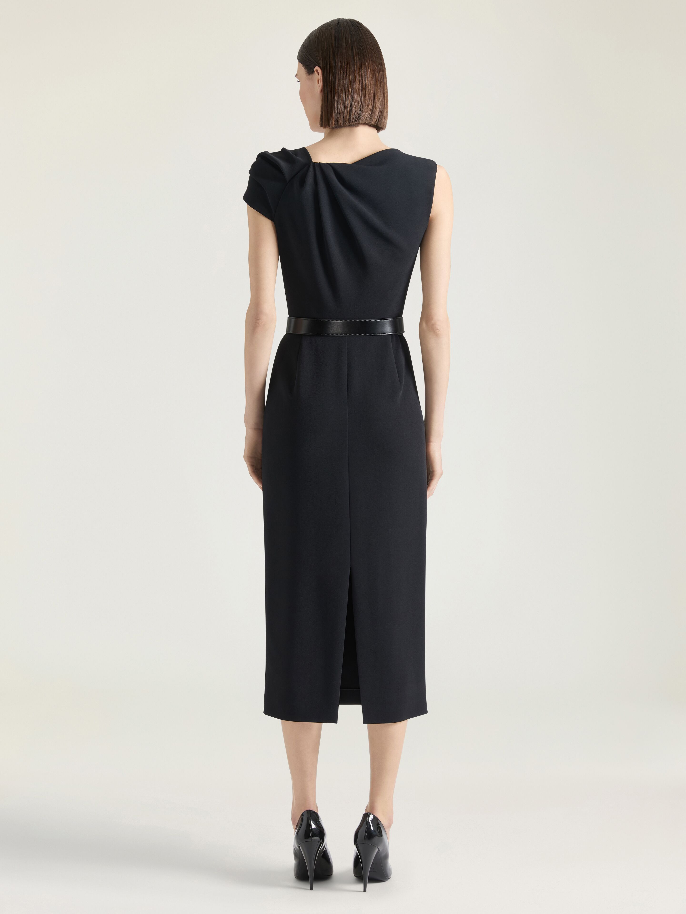 DRAPED PENCIL DRESS IN CREPE CADY - 3