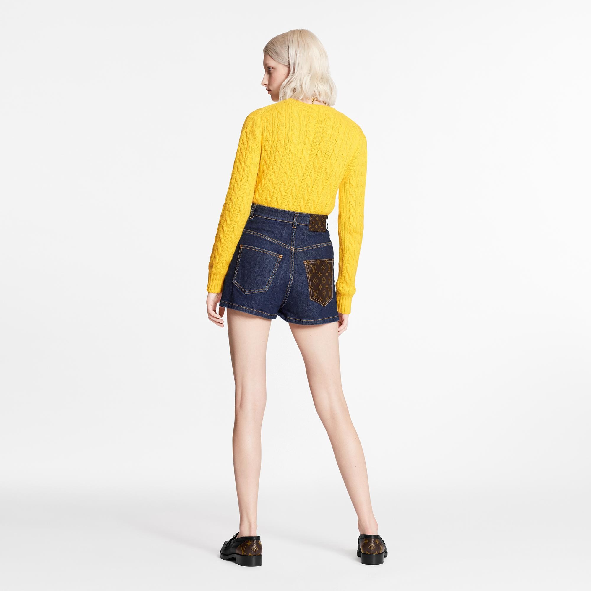 Stretch Denim Mini Shorts - 4