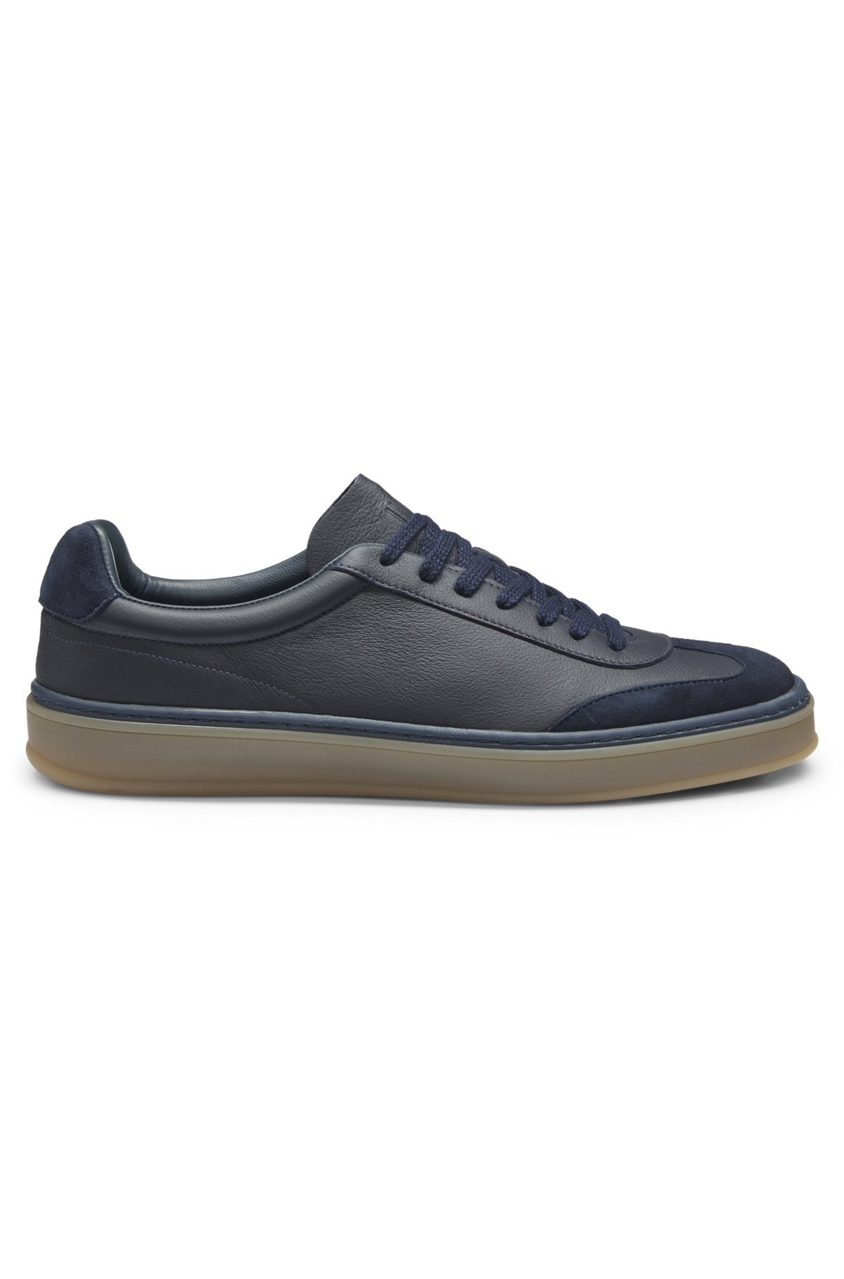 BECKHAM X BOSS GRAINED-LEATHER TRAINERS WITH SUEDE TRIMS - 1