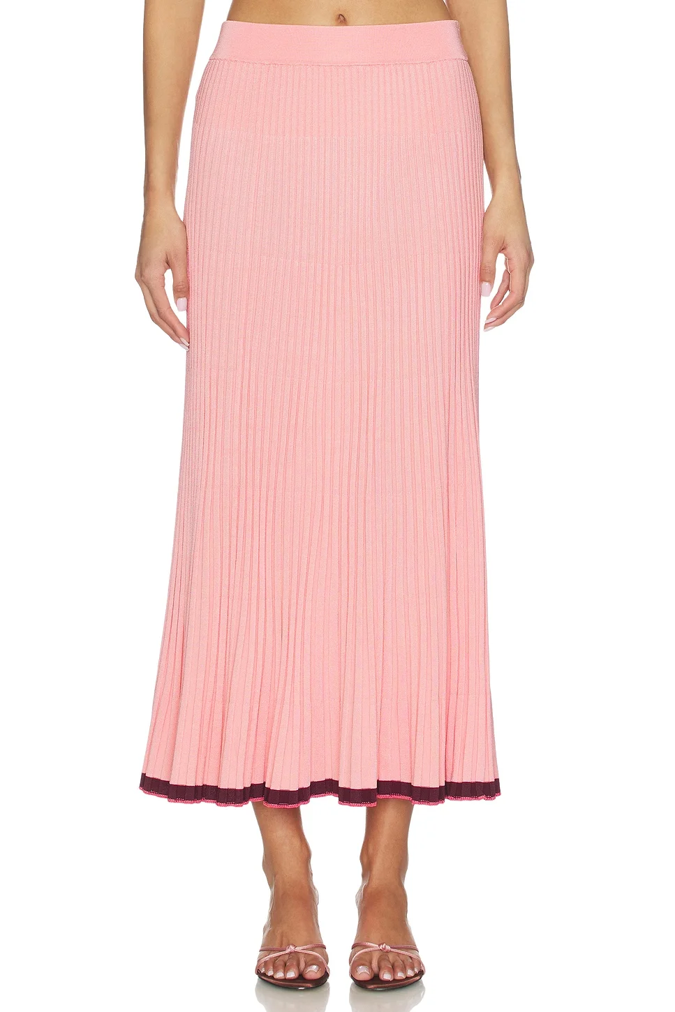 Contrast Rib Midi Skirt - 1